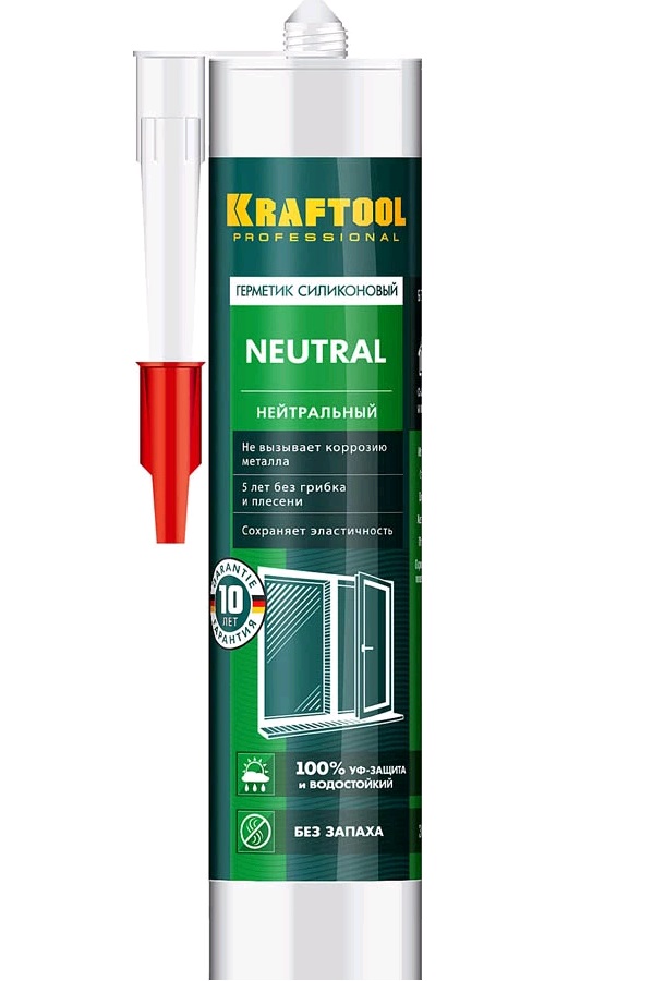 41257-0 Герметик силиконовый KRAFTOOL белый, нейтральный, 300мл