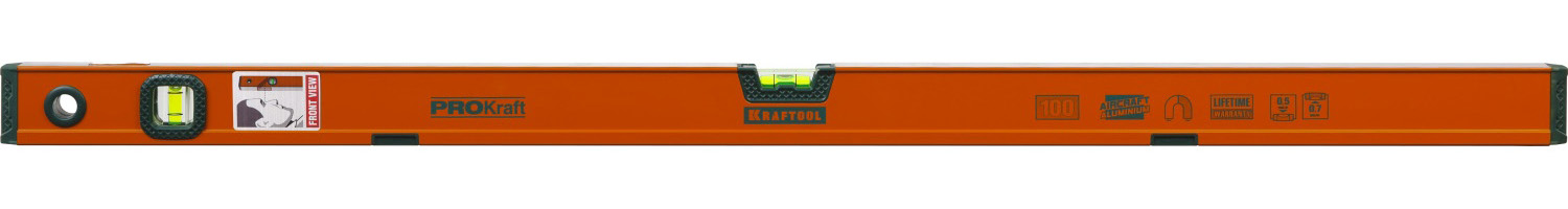 34575-100 Уровень KRAFTOOL "KRAFT-MAX" магнитный, особо усилен, 2 ампулы, 2 фрезерованные базовые поверхности, 100см