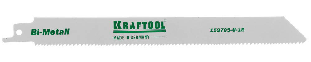 159705-U-18 Полотно KRAFTOOL "INDUSTRIE QUALITAT", S1122VF, для эл/ножовки, Bi-Metall, по металлу, дереву, шаг 1,8-2,5мм, 180мм