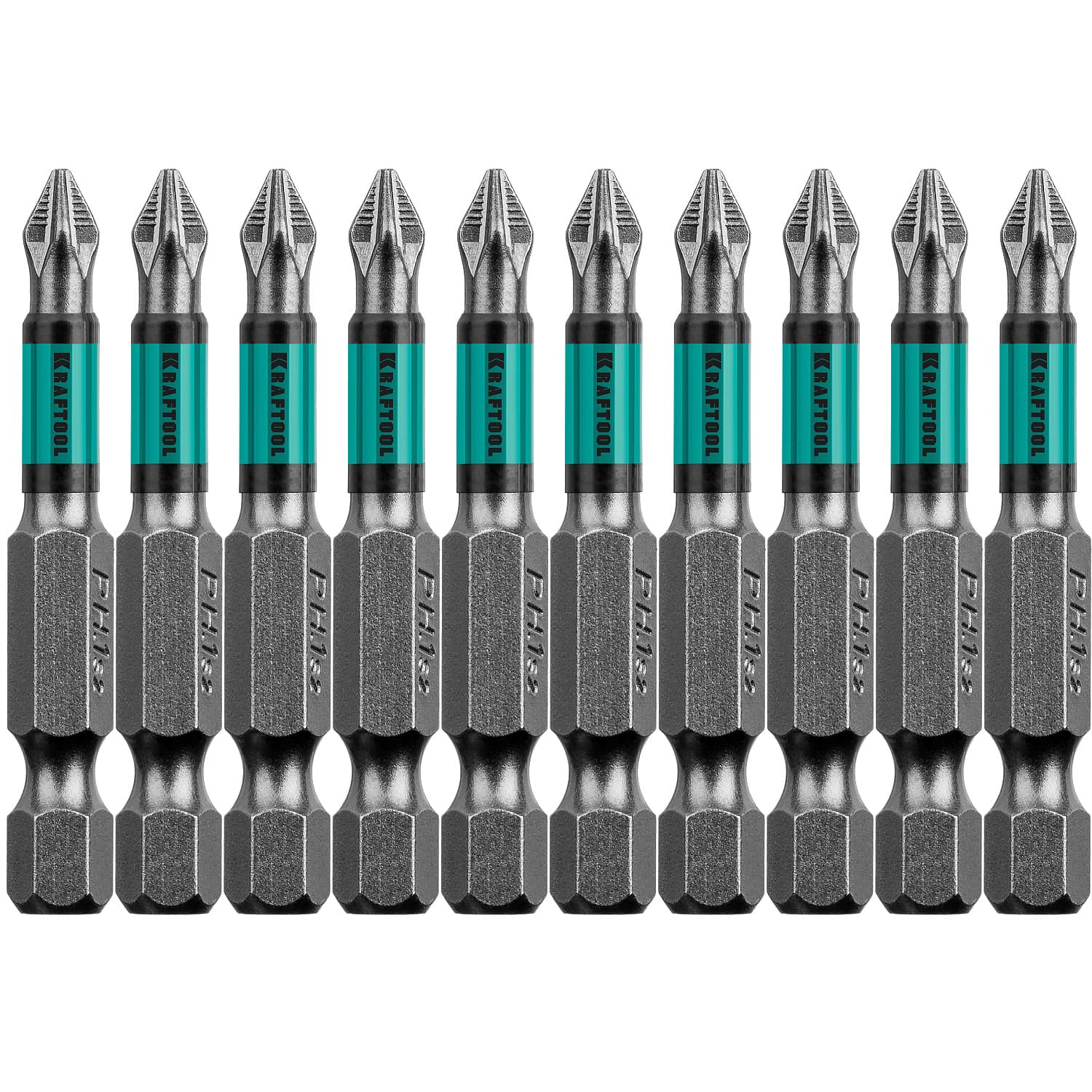 26122-1-50-10 Optimum Line Биты, PH1, 50 мм, тип хвостовика E 1/4", 10 шт в блистере, KRAFTOOL