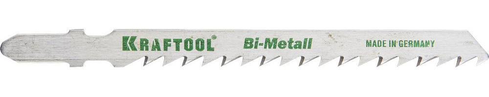 159520-4 Полотна KRAFTOOL, T144DF, для эл/лобзика, Bi-Metall, по дереву, фанере, быстрый рез, EU-хвост., шаг 4мм, 75мм, 2шт
