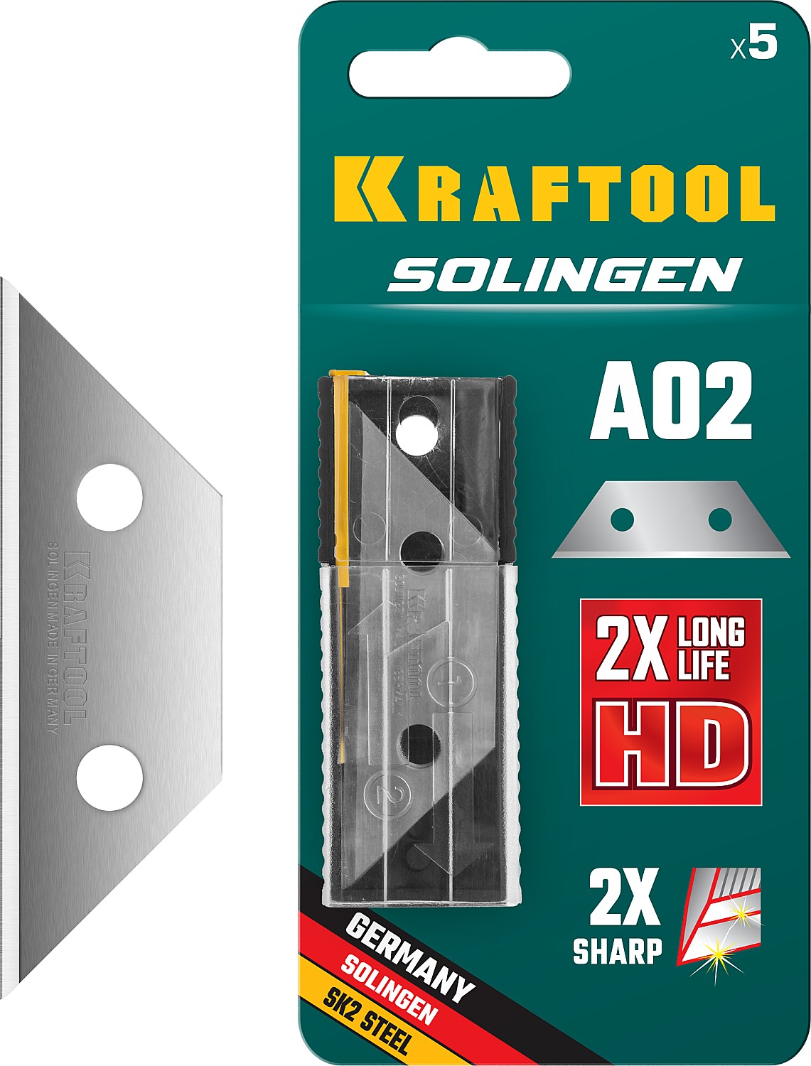 09627-S5_z02 Лезвия трапециевидные SOLINGEN, тип А02, 5 шт, KRAFTOOL