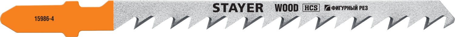15986-4_z02 Полотна STAYER, T244D, для эл/лобзика, HCS, по дереву, ДВП, ДСП, фигур. рез, T-хвост., шаг 4мм, 75мм, 2шт