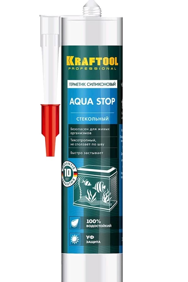 41256-4 Герметик KRAFTOOL KRAFTSeal GX107 "AQUA STOP" силиконовый стекольный, черный, 300мл