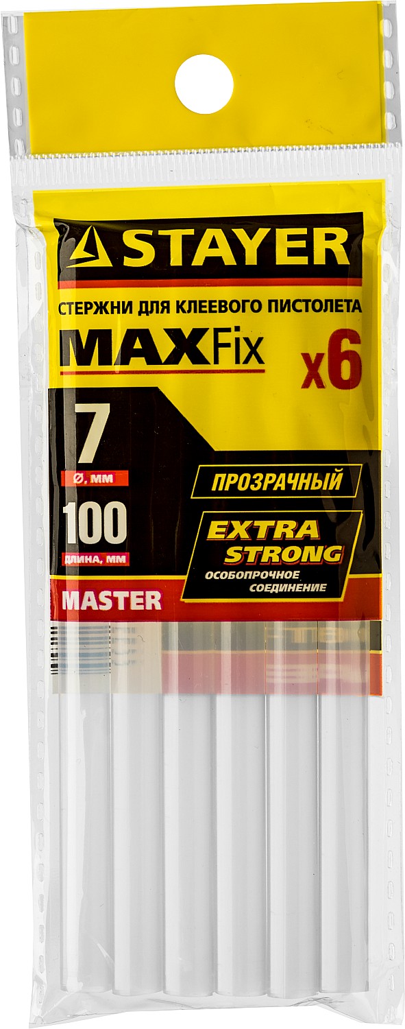 2-06817-T-S06 Стержни STAYER "MASTER" для клеевых (термоклеящих) пистолетов, прозрачные, 7х100мм, 6шт
