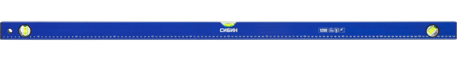 34605-120 Уровень СИБИН коробчатый, 3 противоударных ампулы, измерительная линейка, 120см