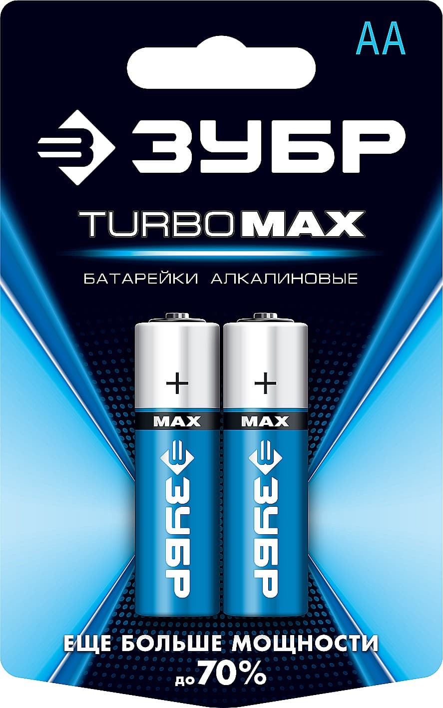 59206-2C_z01 Щелочная батарейка 1.5 В, тип АА, 2 шт, ЗУБР Turbo-MAX