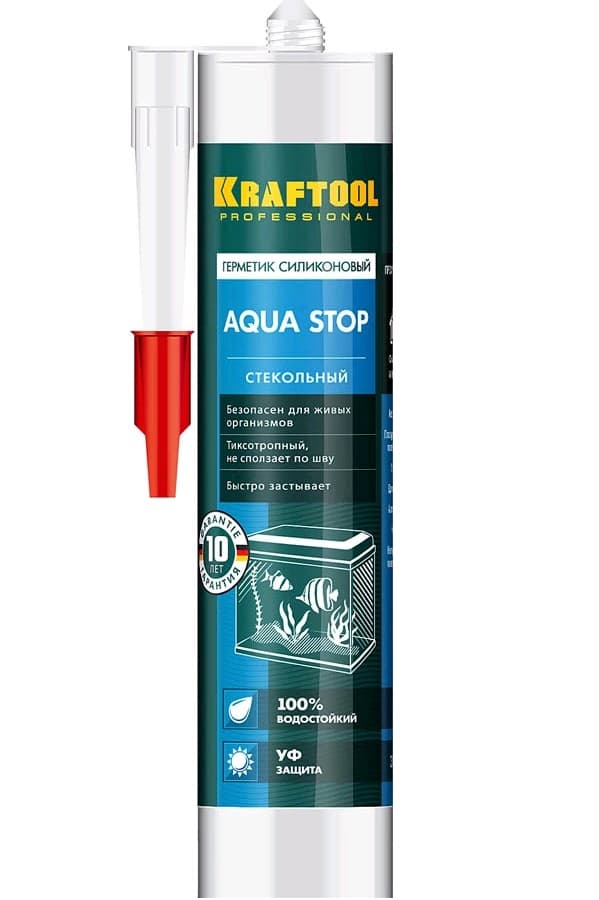41256-2 Герметик KRAFTOOL KRAFTSeal GX107 "AQUA STOP" силиконовый стекольный, прозрачный, 300мл