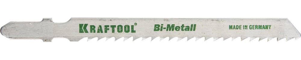 159556-3 Полотна KRAFTOOL, T127DF, для эл/лобзика, Bi-Metall, по мягкому металлу (3-15мм), EU-хвост., шаг 3мм, 75мм, 2шт