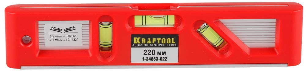 1-34863-022 Уровень KRAFTOOL "PRO" "DIRECTOR LEVEL" с магнитом, 3 ампулы, 220мм