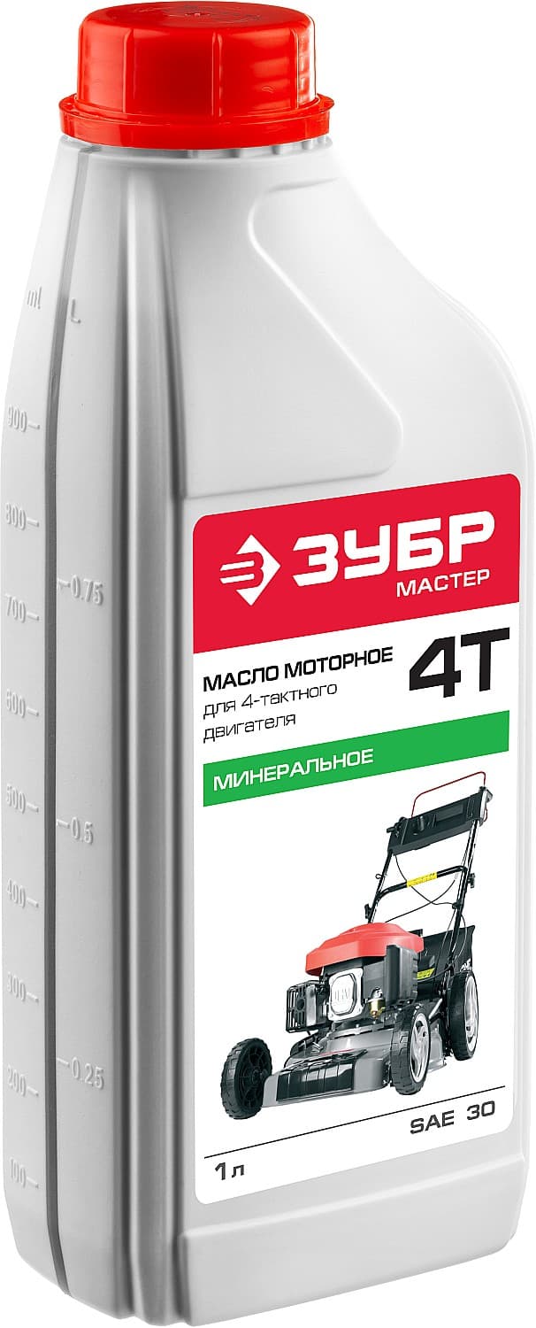 ЗМД-4Т-М Масло ЗУБР, для 4-х тактных двигателей, минеральное, класс SAE 30, 1л