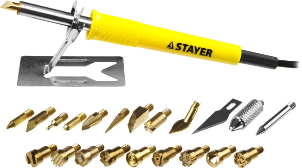 45227 Прибор для выжигания STAYER "PROFESSIONAL", 3в1, с набором насадок 20шт