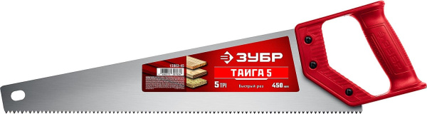 15083-45 Ножовка для быстрого реза "ТАЙГА-5" 450 мм, 5 TPI, быстрый рез поперек волокон, для крупных и средних заготовок, ЗУБР
