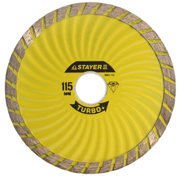 3663-110 Круг отрезной алмазный STAYER "TURBO+", сегментированный, сухая и влажная резка, для УШМ, 22,2х110мм