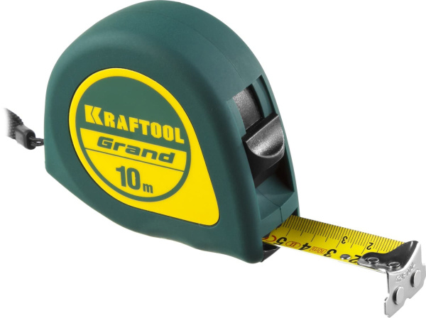 34022-10-25 Рулетка KRAFTOOL GRAND, обрезиненный пластиковый корпус, 10м/25мм
