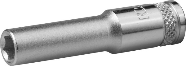 27817-06_z01 Торцовая головка KRAFTOOL "INDUSTRIE QUALITAT", удлиненная, Cr-V, FLANK, хромосатинированная, 1/4", 6 мм
