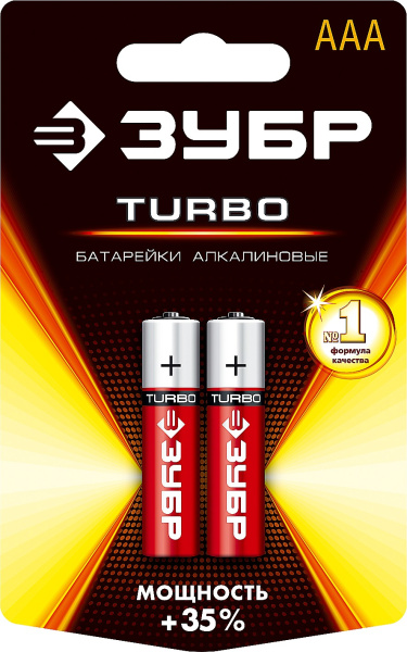 59211-2C_z01 Щелочная батарейка 1.5 В, тип ААА, 2 шт, ЗУБР Turbo