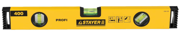 3466-040 Уровень STAYER "PROFI" "PROFILevel" коробчатый усиленный, фрезерованный, 3 противоударных ампулы, 40см