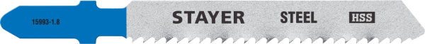 15993-1.8_z02 Полотна STAYER, T118B, для эл/лобзика, HSS, по металлу (3-6мм), T-хвост., шаг 1,8мм, 50мм, 2шт