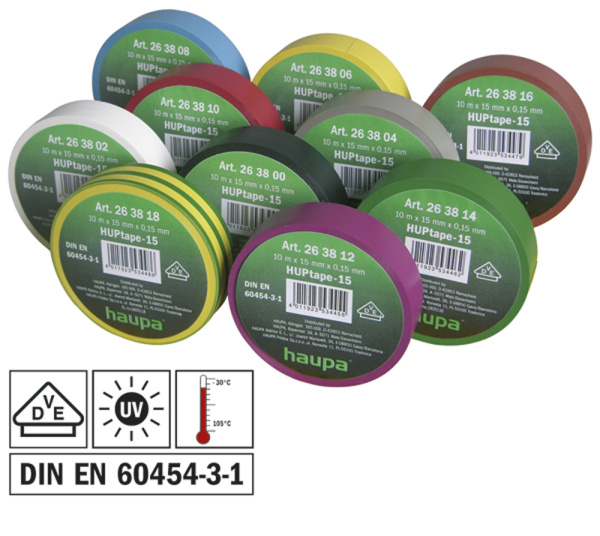 263861 Изолента ПВХ Rainbow, разноцветная, шир. 19мм, длина 20 м, d 60 мм (10шт) (Haupa)