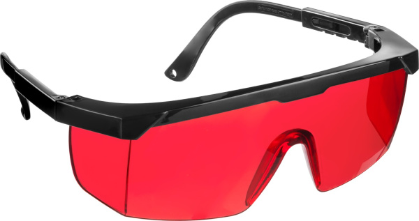 2-110457_z01 STAYER OPTIMA Красные, очки защитные открытого типа, регулируемые по длине дужки.