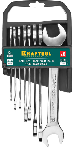 27033-H8C_z01 Набор рожковых гаечных ключей 8 шт, 8 - 24 мм, KRAFTOOL