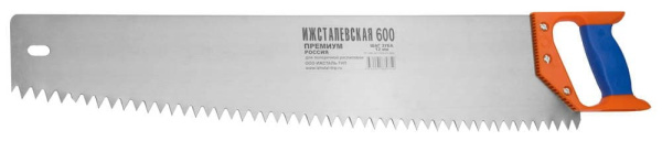 1520-60-12_z01 Ножовка "ИЖ" "ПРЕМИУМ" по дереву с двухкомпонентной пластиковой рукояткой, шаг 12мм, 600мм