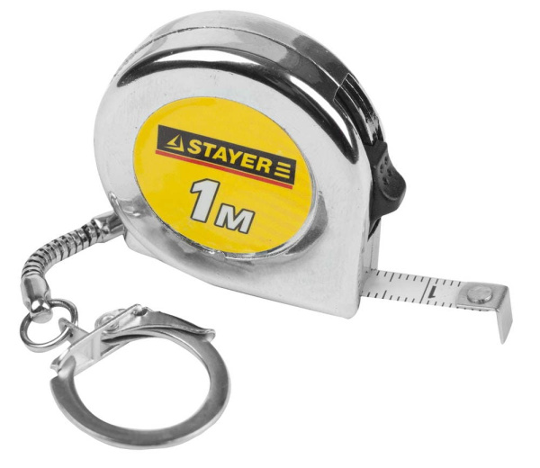 34140-1_z01 Рулетка-брелок STAYER "STANDARD" "MINI", цвет хромовый, 1мх6мм