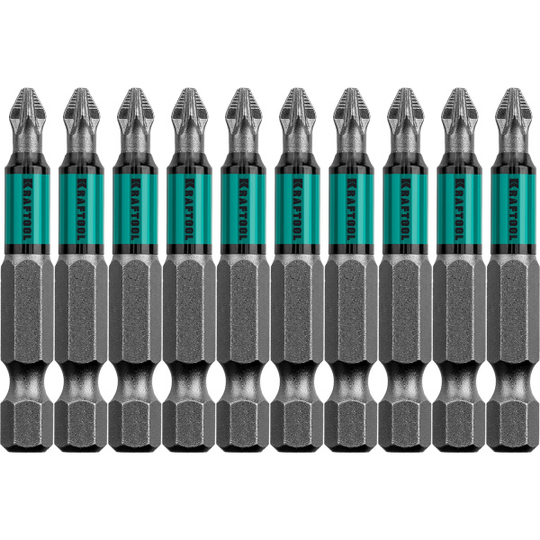 26124-2-50-10 Optimum Line Биты, PZ2, 50 мм, тип хвостовика E 1/4", 10 шт в блистере, KRAFTOOL