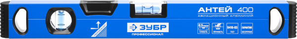 34586-040_z01 Уровень ЗУБР "ПРОФЕССИОНАЛ" "АНТЕЙ" с перископом, фрезерованная базовая поверхность, 2 цельные противоударные ампулы, 40см