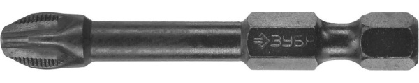 26021-3-50-S2 Биты ЗУБР "ПРОФИ" Phillips, тип хвостовика E 1/4", PH3, 50мм, 2шт, на карточке