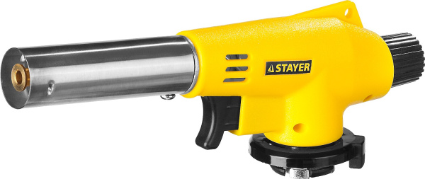55584 Газовая горелка "MaxTerm" на баллон, STAYER "MASTER", с пьезоподжигом, регулировка пламени, цанговое соединение, 1300С