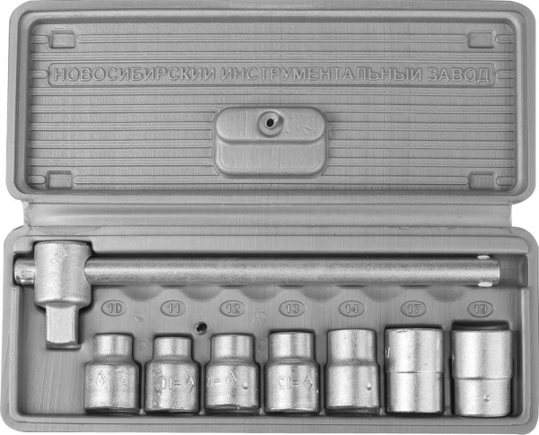 2761-10 Набор торцовых головок НИЗ "Шоферский инструмент №1", 1/2", сталь 40Х, в пластиковом кейсе, 8 предметов