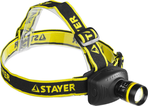 56566 Фонарь STAYER "PROFESSIONAL" налобный светодиодный, 3Вт(140Лм), регулируемый фокус, 3 режима, 3ААА