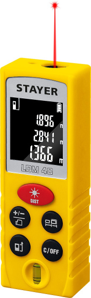 34956 Дальномер лазерный, "LDM-40", дальность 40 м, 5 функций, STAYER Professional