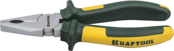 22011-1-20 Плоскогубцы KRAFTOOL"KRAFT-MAX"комб,Cr-Mo,маслобензост двухкомп рукоятки,шарнирное соединение с повыш износост,200мм