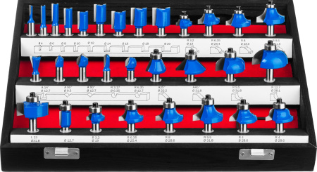 28796-H30 Набор профильных фрез по дереву ЗУБР "ПРОФЕССИОНАЛ", 30 шт