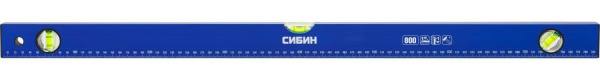 34605-080 Уровень СИБИН коробчатый, 3 противоударных ампулы, измерительная линейка, 80см