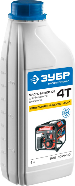 ЗМД-4Т Масло ЗУБР, для 4-х тактных двигателей (-20С), класс 10W-30, 1л