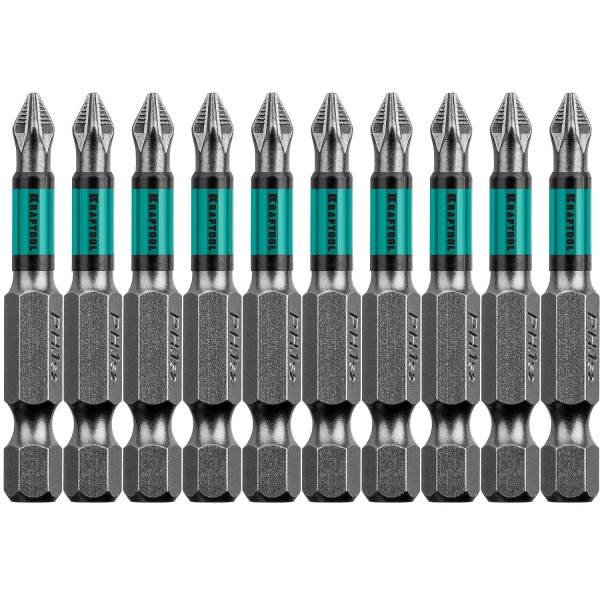 26122-1-50-10 Optimum Line Биты, PH1, 50 мм, тип хвостовика E 1/4", 10 шт в блистере, KRAFTOOL
