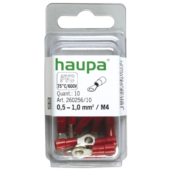 260256/10 Наконечник кольцевой изолированный (НКИ) 0.5-1.0 M4 ПВХ (10шт) (Haupa)