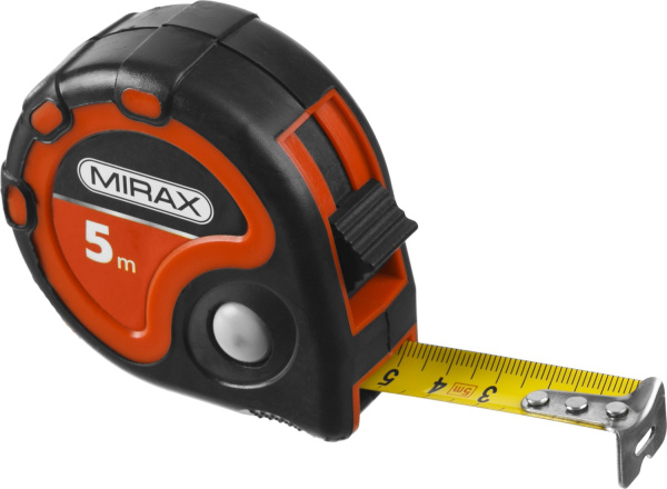 34013-05-25 Рулетка MIRAX, 3 стопора, двухкомпонентный пластиковый корпус, 5мх25мм