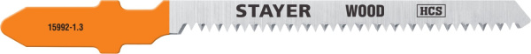 15992-1.3_z02 Полотна STAYER, T101AO, для эл/лобзика, HCS, по дереву, фанере, ламинату, фигур. рез, T-хвост., шаг 1,4мм, 50мм, 2шт