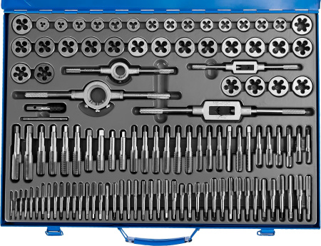 28110-H110 Набор метчиков и плашек ЗУБР "ПРОФЕССИОНАЛ", сталь Р6М5, 110 предметов