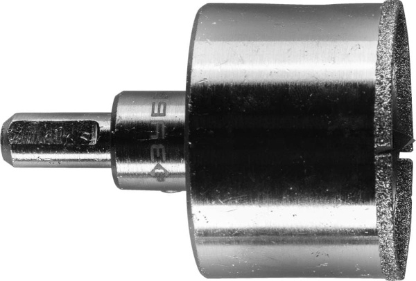 29850-53 Коронка алмазная по кафелю и стеклу, d=53 мм, зерно Р 60, в сборе с центрирующим сверлом и имбусовым ключом, ЗУБР Профессионал