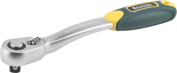 27795-1/2_z02 Трещотка для торцовых головок KRAFTOOL "PRO", Сr-V сталь, 72 зубца, изогнутая, 1/2"