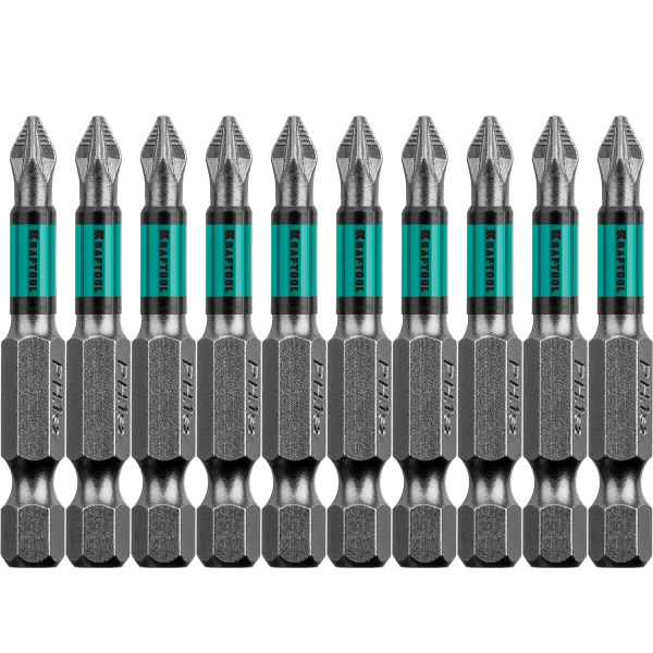 26124-1-50-10 Optimum Line Биты, PZ1, 50 мм, тип хвостовика E 1/4", 10 шт в блистере, KRAFTOOL