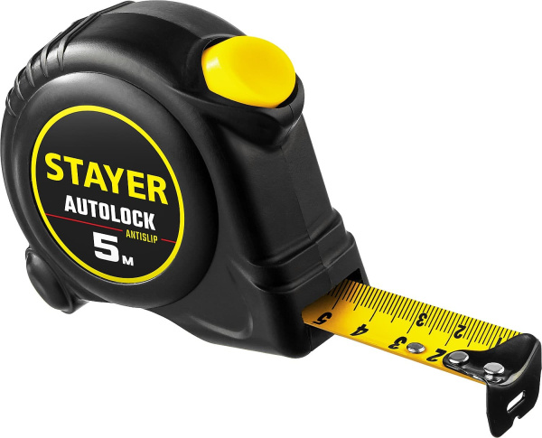 2-34126-05-25_z02 STAYER АutoLock 5м / 25мм рулетка с автостопом