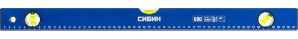 34605-060 Уровень СИБИН коробчатый, 3 противоударных ампулы, измерительная линейка, 60см