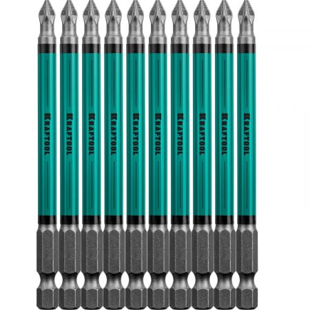 26124-2-100-10 Optimum Line Биты, PZ2, тип хвостовика E 1/4", 100 мм, 10 шт в блистере, KRAFTOOL